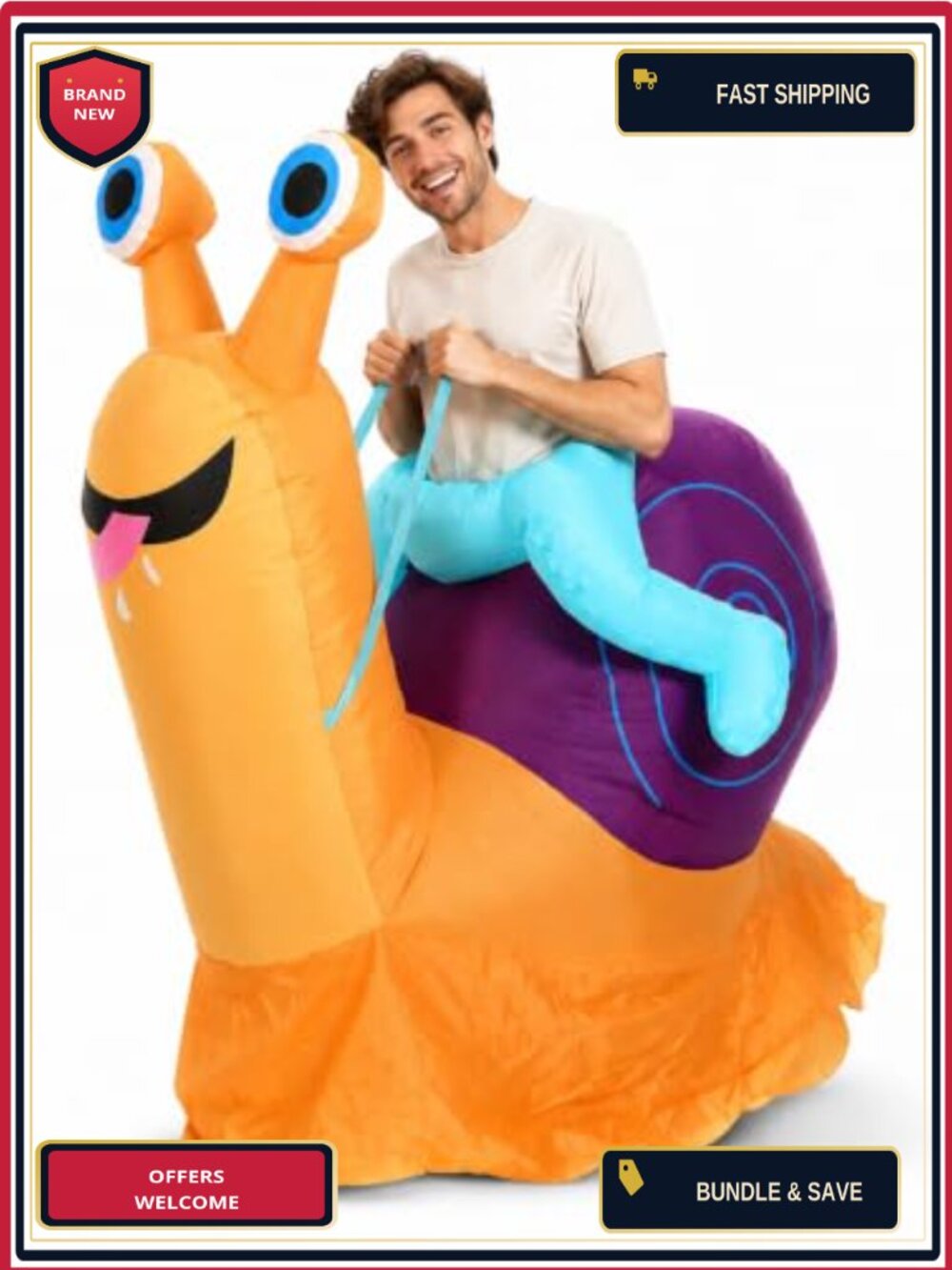 Halloween Inflatable Snail Costume for Adults One Size Fits All Polyester